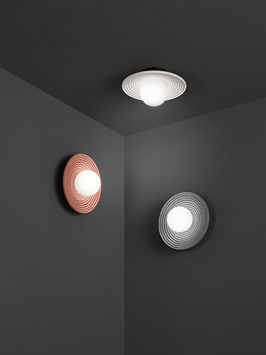 Perenz Huevo – applique in metallo e cemento Ø 28,5 × P 15,2 cm (bianco / terracotta / grigio) Perenz Lampade da parete